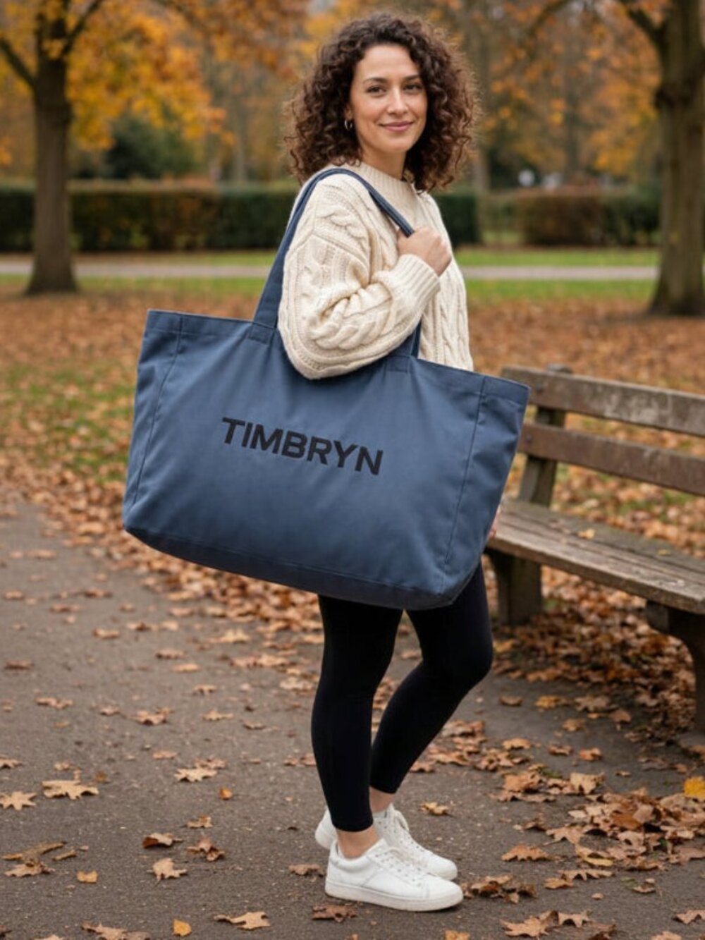 Large Canvas Tote Bag with Zipper & Inner Pocket With Zipper